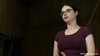 Curvy broad suffers for orgasms then strung up by hair suspension