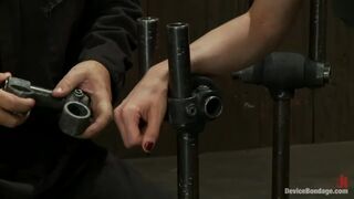 Hot Blond BDSM Slave get bound in hard metal Brutally fucked by James Dean & Isis Love