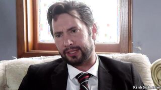 Brunette slut made watching bdsm anal sex