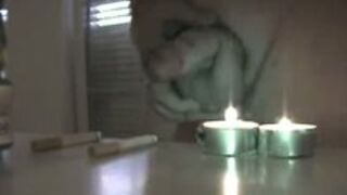 Cock torment with candles