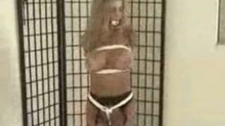Bondage with ball gag and restraints