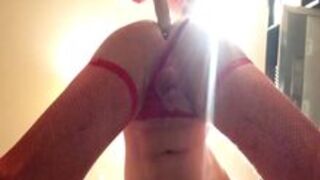 Sissy pegged on the table - Homemade