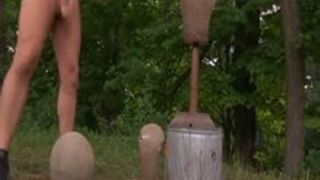 Cruel Facefucking for buried slave