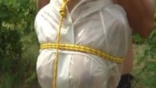 Slavegirl gets Enema outdoors