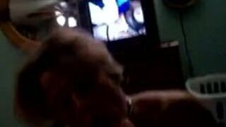 Eager slave blowing cock