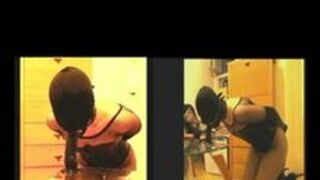 Homemade - Ring Gagged skank blowing dildo on her Knees