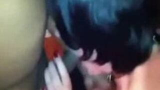 Collared Blindfolded and slammed by two ebony penii