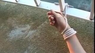 BDSM and bondage lovers outdoors