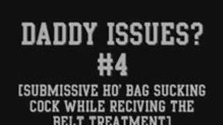 swallowing cock while Belted