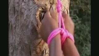 Bondage Outdoors - black Sub chick White Mistress