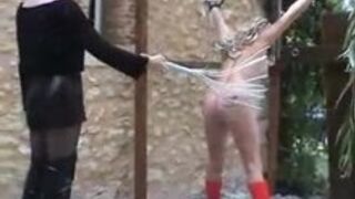 sexy Slave Whipped Outdoors