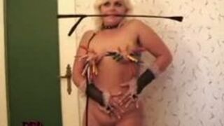 Sexy domina with blonde slave