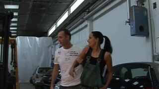 Oiled Brunette Bullwhipped