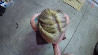 Sucking cock and swallowing in handcuffs