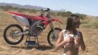 Big titted latina blowjob in the desert