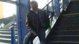 Slut sucking cock in Public Train station