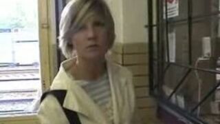 Amateur blowjob in a train full of people