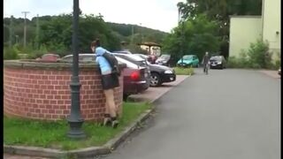 Gag and Armbinder in Public