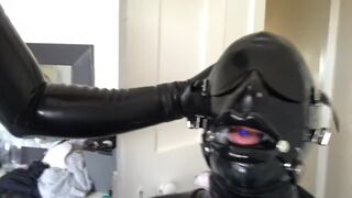 Latex Hood Mouth Gag Blowjob