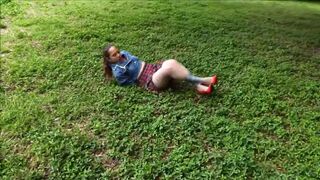Struggling in the grass