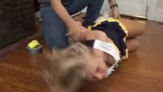 Cheerleader Hogtied and Duct Taped