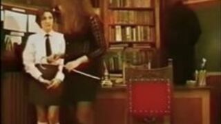 Lesbian Brunette getting caned hard