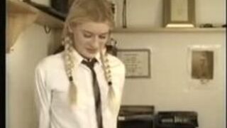 Strict Mistress Caning a schoolgirl