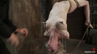 Hot blond suffers though a brutal Category 5 inverted suspension.How many orgasms can she take?
