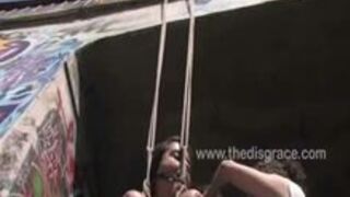 Black Yasmin gets strung up by her tits