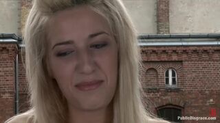 Euro Beauty gets Tied to a Park Bench and Fucked Where Everyone Can See