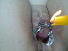 Hot wax inside pussy
