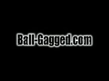 Ball gag and breast play