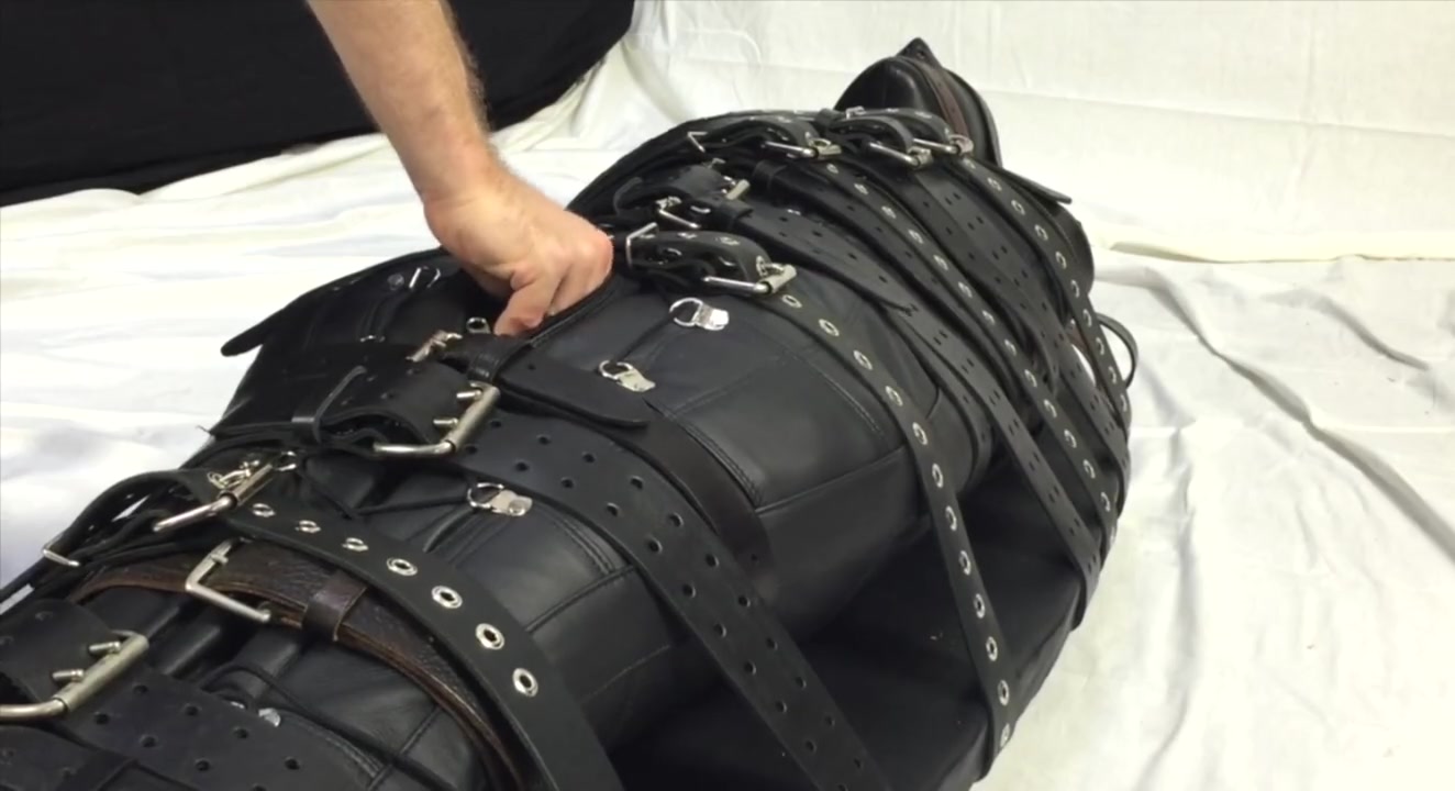 Restrained with 20 belts in heavy leather